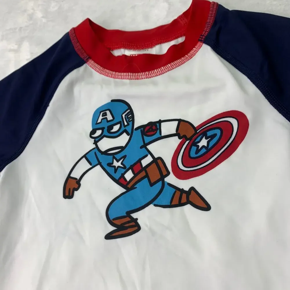 Hanna Andersson Marvel Sz 3 Captain America Rash Guard Swim Shirt Superhero